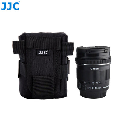 JJC Lens Pouch – Compact Padded Camera Lens Case with Belt Loop, Secure Velcro Flap & Zipper Top