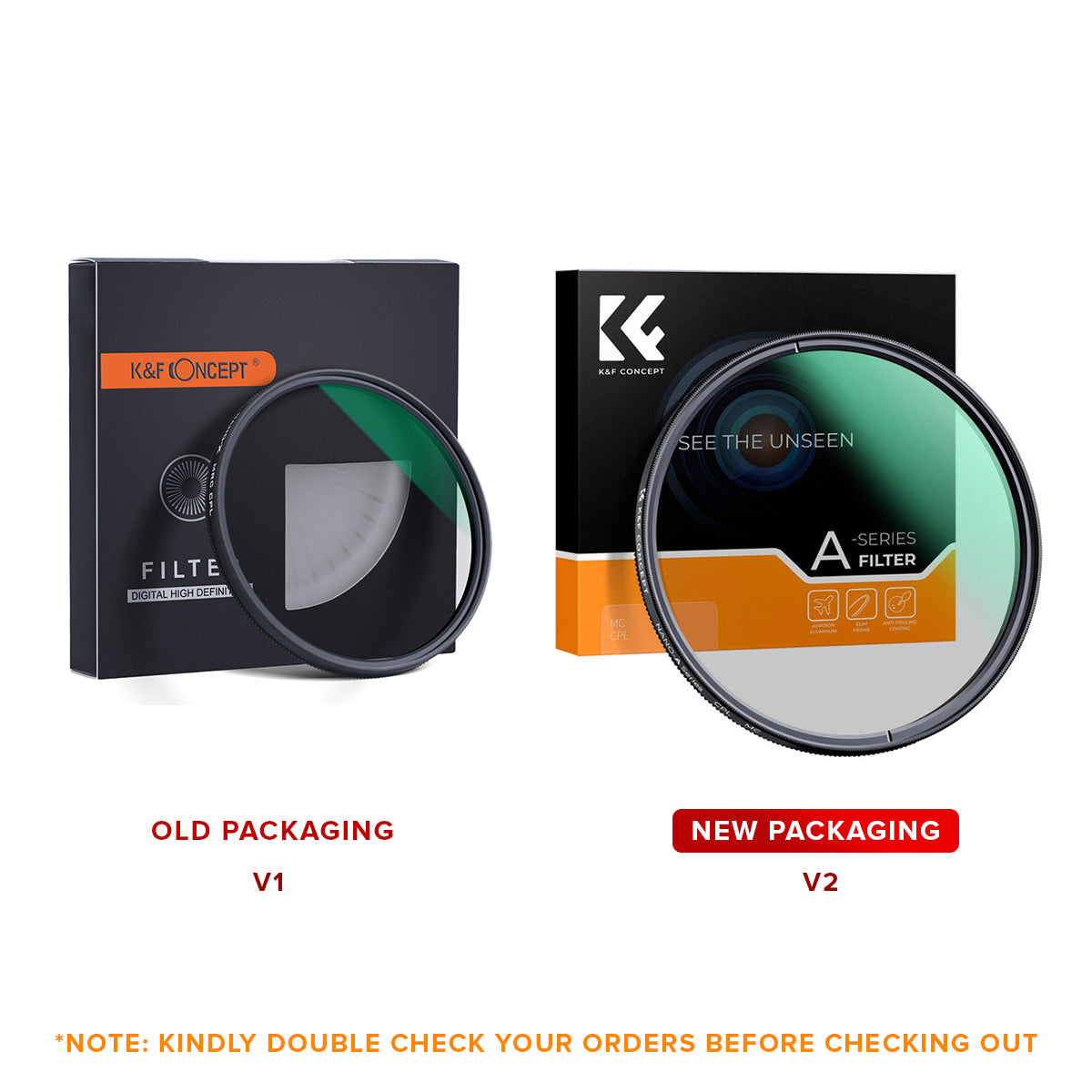 CLEARANCE K&F Concept MC CPL Filter Slim Green Multi Coated Optical Glass 37mm-82mm A Series
