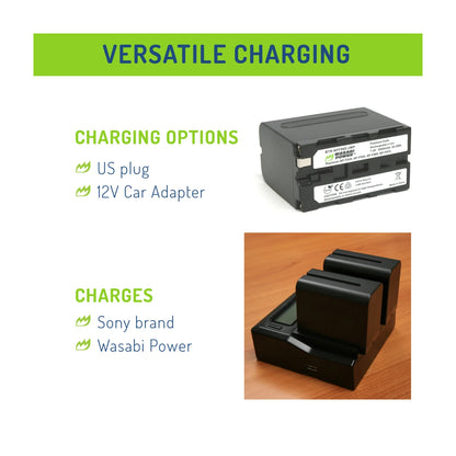 Wasabi Power NP-F950 NP-F960 NP-F970 NP-F975 Dual Kit Battery Charger for Sony Cameras NPF960