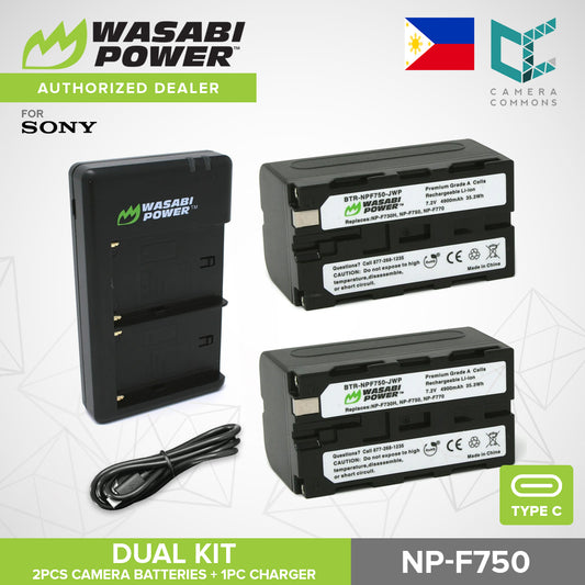 Wasabi Power Battery for Sony NP-F730, NP-F750, NP-F760, NP-F770 (L SERIES) Battery (2-PACK) And Dual Charger