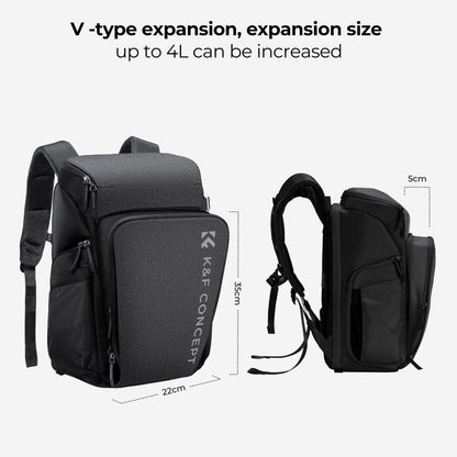 K&F Concept KF13.128 Expedition Camera Backpack Bag Air 25L for Photographers Large Capacity Grey Black