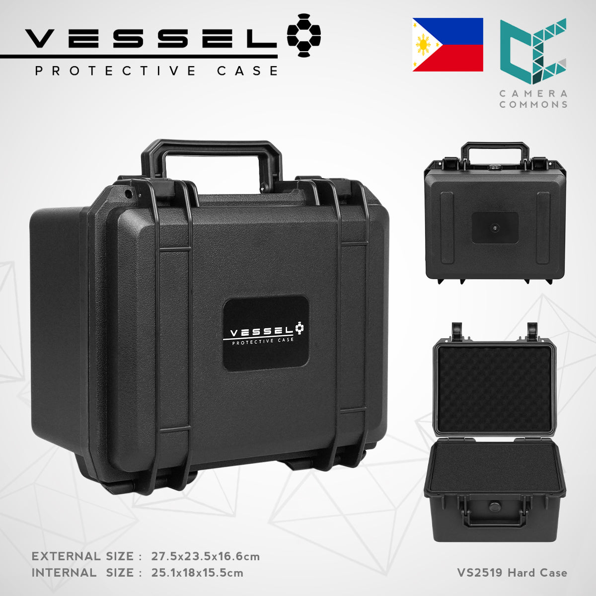 VESSEL VS2519 Portable Hard Case Waterproof for Photography, Equipment, Instruments and other devices