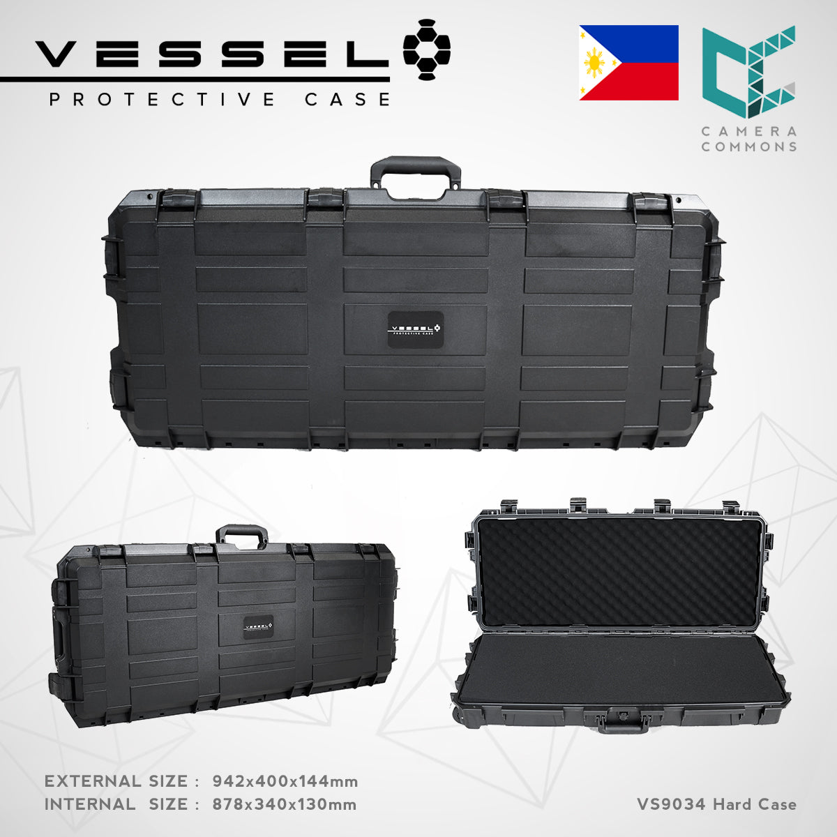 VESSEL VS9034 37" Tactical Trolley Waterproof Long Hard Case with Wheels for Digital Equipment Weapons Equipment Rifles Guns