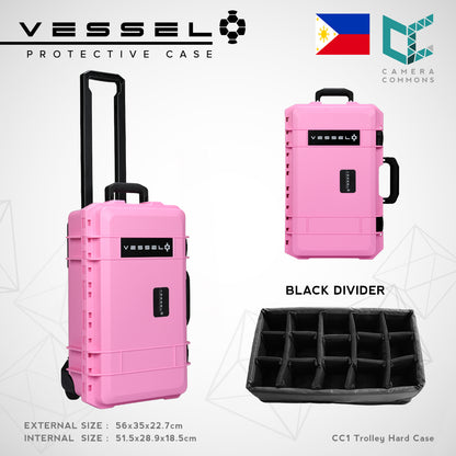 VESSEL CC1 Trolley Hard Case Camera Photography Equipment Case with Wheels (Black)