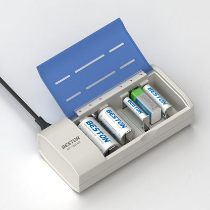 Beston C821BW 6 Bay Multifunction Ni-MH Battery Charger for AA AAA D Size C Size 9V NIMH