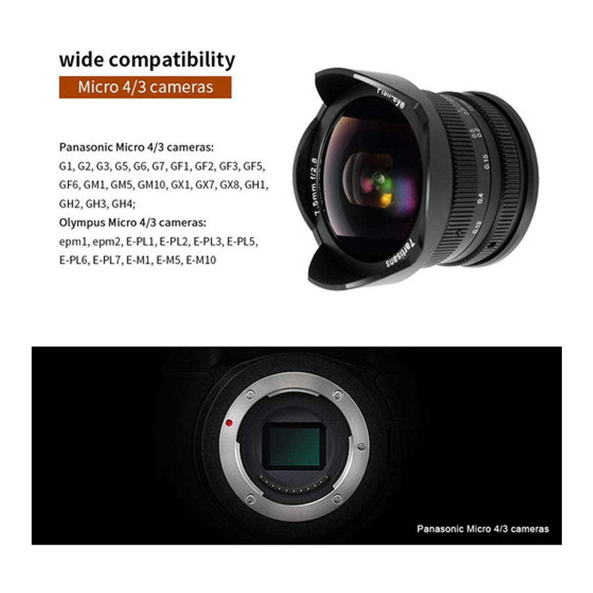 7artisans 7.5mm f/2.8 Fisheye Lens for M4/3 Olympus Camera