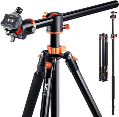 K&F Concept T254A8 + BH-28L (SA254T1) 4 Section Tripod Lightweight Monopod with Transverse Center Column