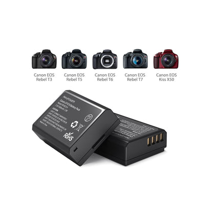 RAVPower LP-E10 Camera Battery Charger with 2pcs Batteries Set for Canon EOS Rebel Cameras LPE10