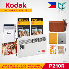 Kodak Mini 2 Retro 2.1"x3.4" Bluetooth Photo Printer Set 4PASS Borderless Print P210R