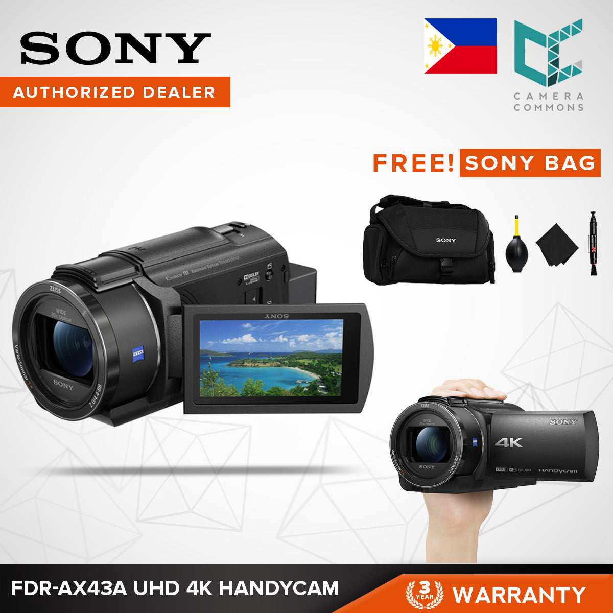 Sony FDR-AX43A UHD 4K Handycam Camcorder Video Recording Camera FDR AX43A