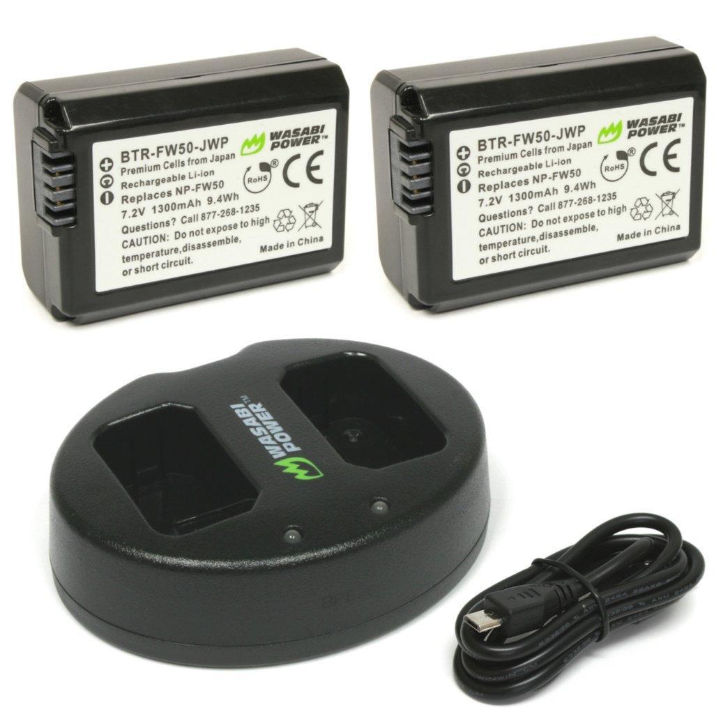 Wasabi Power NP-FW50 Dual Kit Battery Charger for Sony Cameras NPFW50