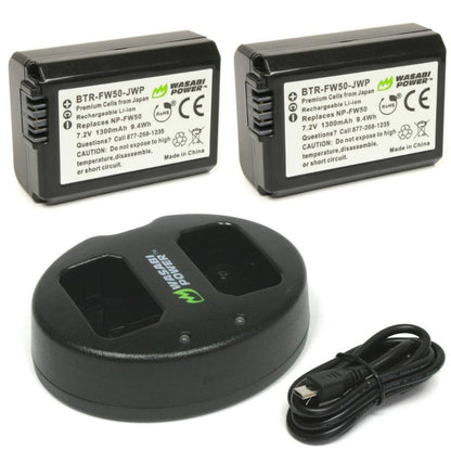 Wasabi Power NP-FW50 Dual Kit Battery Charger for Sony Cameras NPFW50