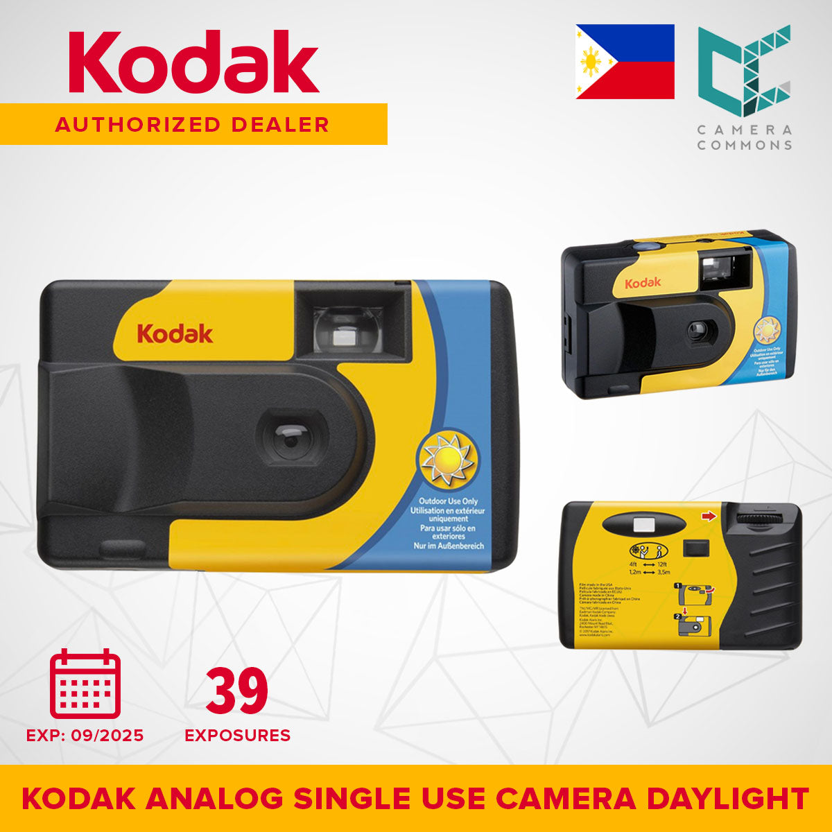 Kodak Daylight Disposable Analog SUC Camera 35mm Film Format 39 Exposures 800 ISO Compact