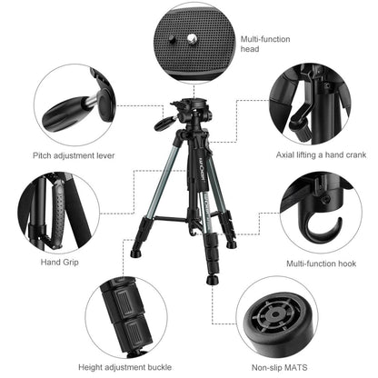 K&F Concept TM2324L 56inch Compact Tripod with Pan Ball Head Gray 56 Professional Travel Tripod for DSLR Camera Camcorder Mirrorless KF09.048V1
