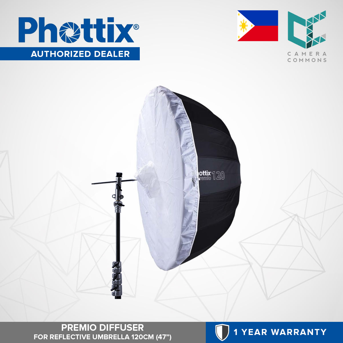 Phottix Premio White Diffuser for 120cm 47 Inches Reflective Umbrella DiffuserOnly PH85376