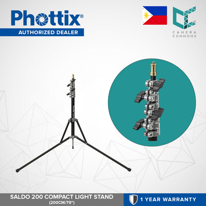 Phottix Saldo 200 Compact Light Stand 200cm 6.5ft 79 inches PH88207