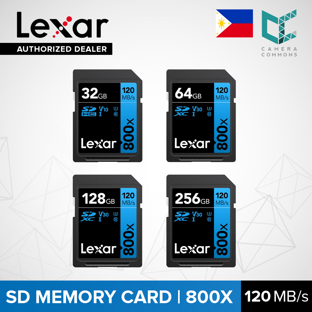 Lexar High-Performance 800x UHS-I SDXC SD Memory Card Blue Series (32GB, 64GB, 128GB, 256GB)