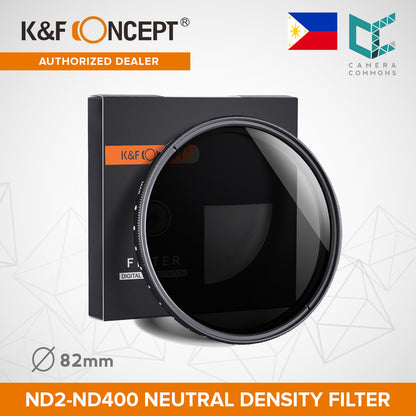K&F Concept ND2-400 82mm Neutral Density Fader Variable ND Filter Adjustable ND2 ND4 ND8 ND16 ND32 to ND400