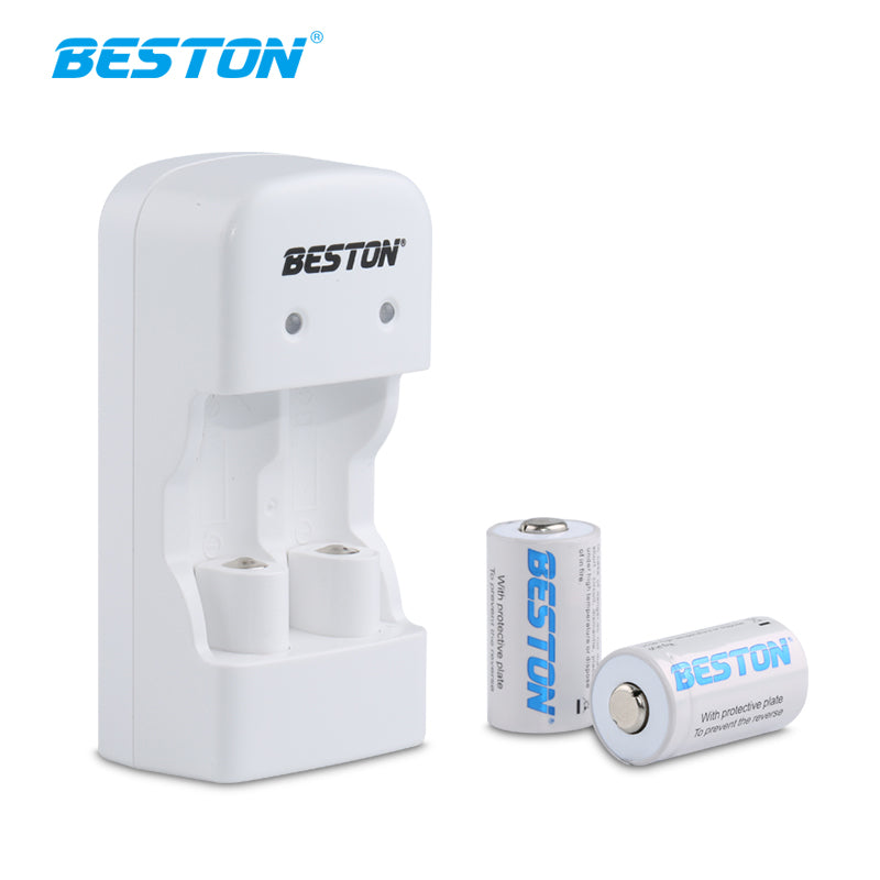 Beston CR123A 650mAh Rechargeable 2x Battery and Charger Set BST-CD643+CR123A