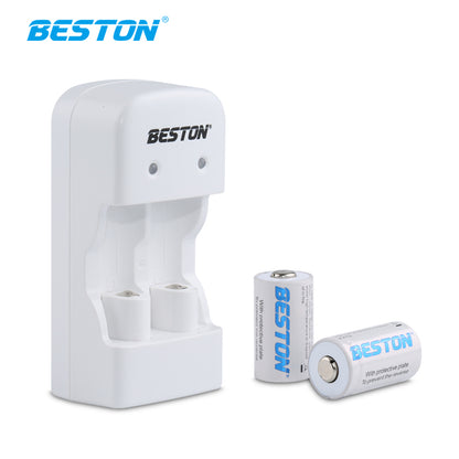 Beston CR123A 650mAh Rechargeable 2x Battery and Charger Set BST-CD643+CR123A
