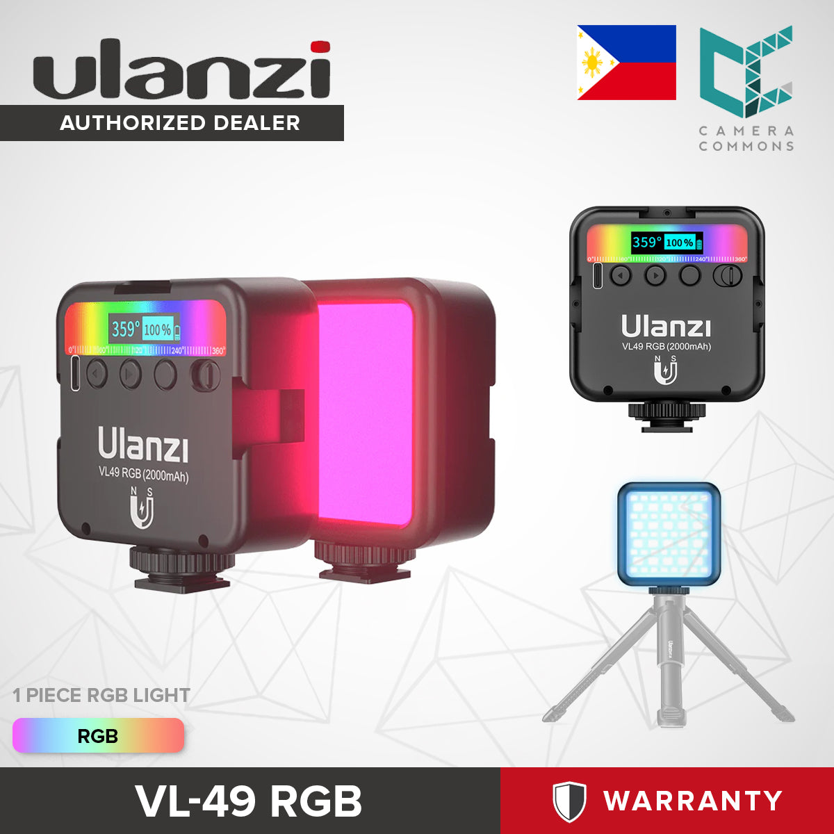 Ulanzi VL28 VL-49 Rechargeable Mini LED RGB Video Light for Photography Videography Studio Lighting