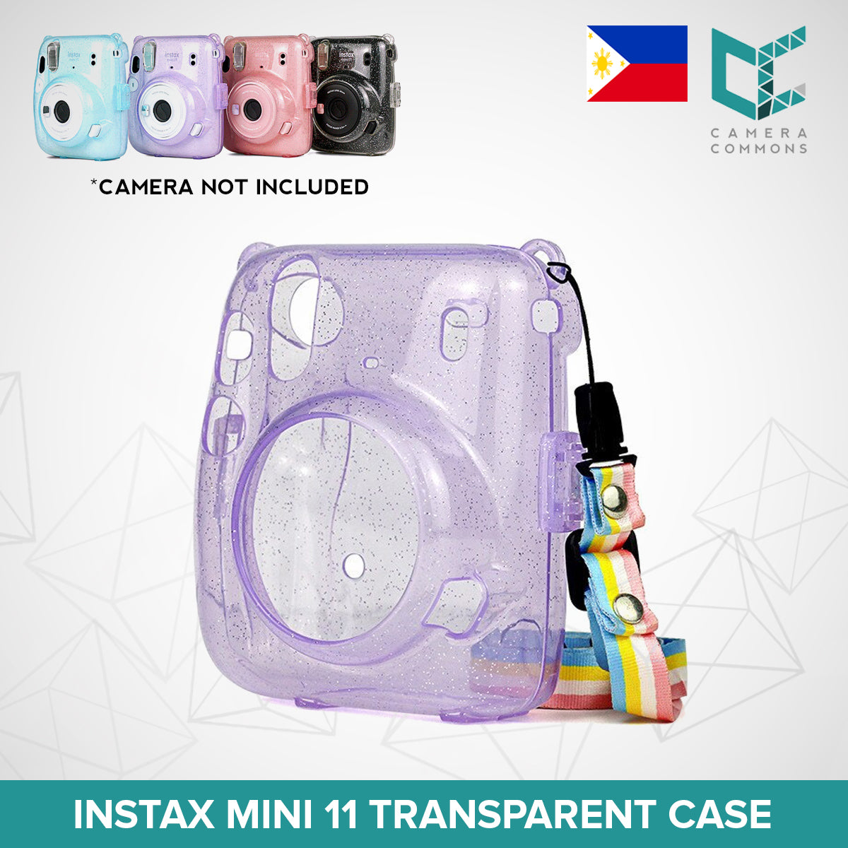 Clear Glitter Case for Fujifilm Instax Mini 11 Mini 12 Camera Transparent Protective Crystal Cover