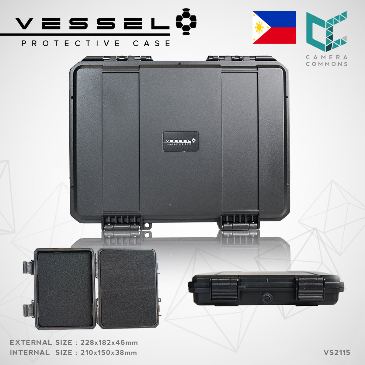 Vessel PICO VS2115 VS2115H VS2115T Portable Military Style Waterproof Small Hard Case for Smart Phone, Electronics, Console, Radio, Camera Batteries, SD Cards
