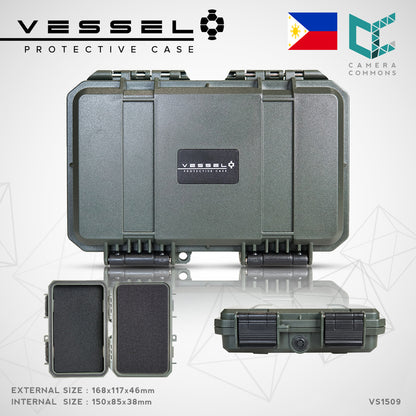 Vessel PICO VS1509 VS1509H VS1509T Portable Military Style Waterproof Small Hard Case for Smart Phone, Electronics, Console, Radio, Camera Batteries