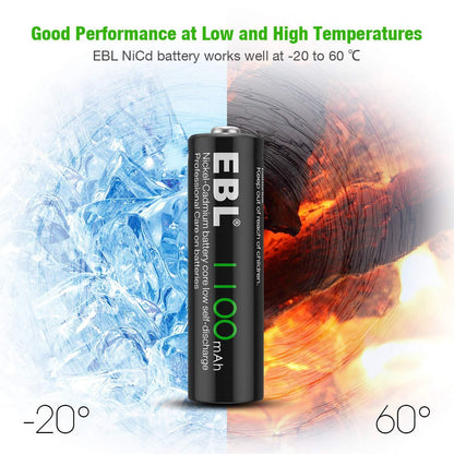 EBL 4 Pack 1.2V AA Size 1100mAh Rechargeable battery - Ni-CD NiCD Batteries Camera Commons PH