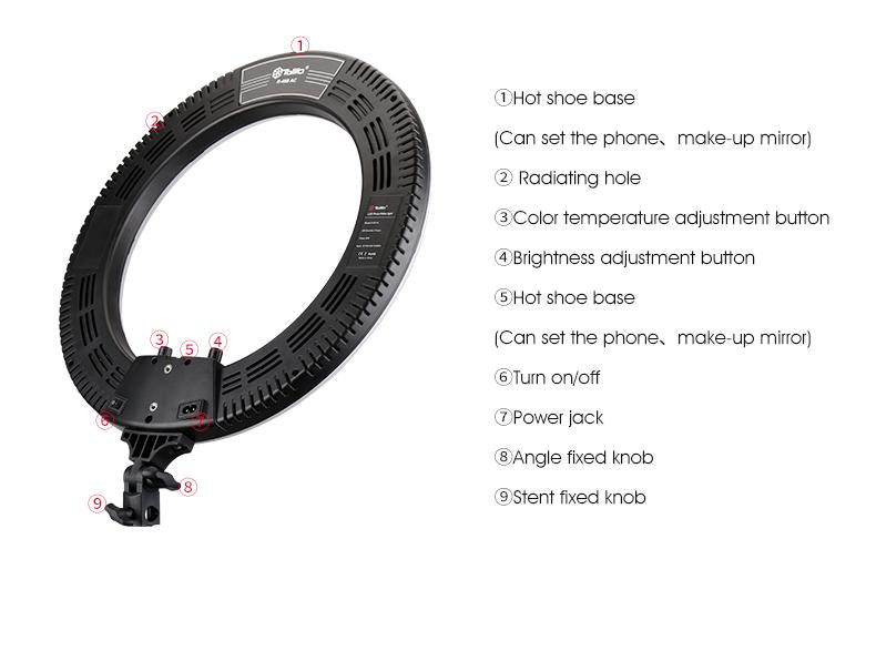 R48B 18 inches Ring Light Dual Color Tone Photographic Lighting for Photo Video Studio Vlog Beauty Photography Lamp