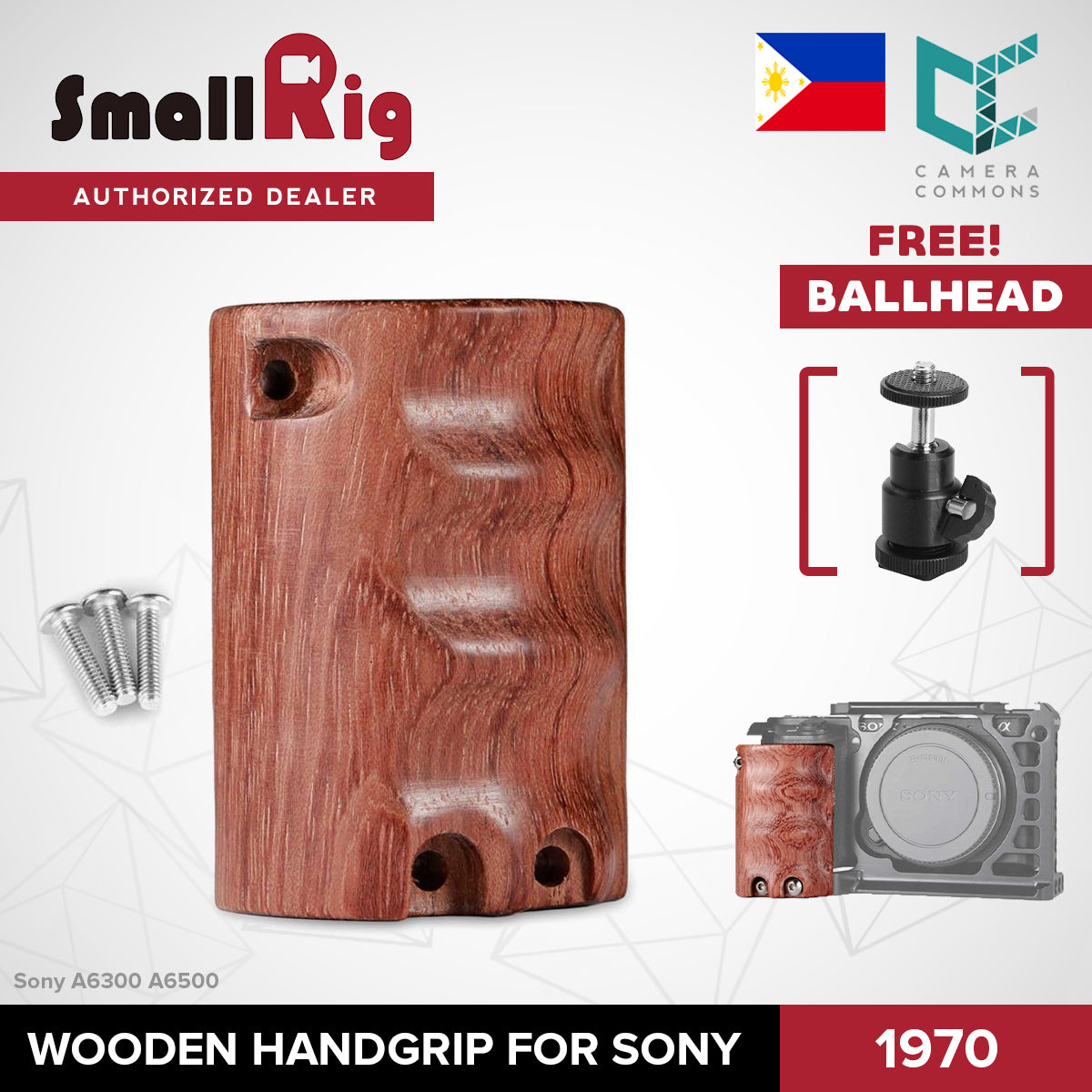 SmallRig Wooden Handgrip Grip for Sony A6000 A6300 A6500 ILCE-6000 ILCE-6300 ILCE-6500 1970
