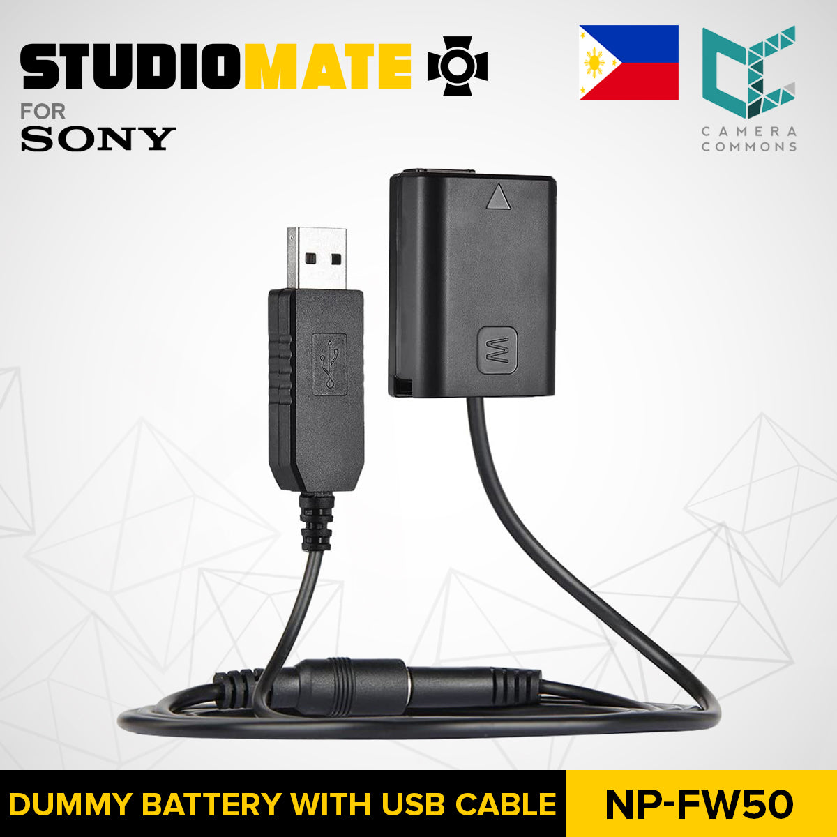 STUDIOMATE Dummy Battery NP-FW50 with USB Cable for Sony Cameras FW50