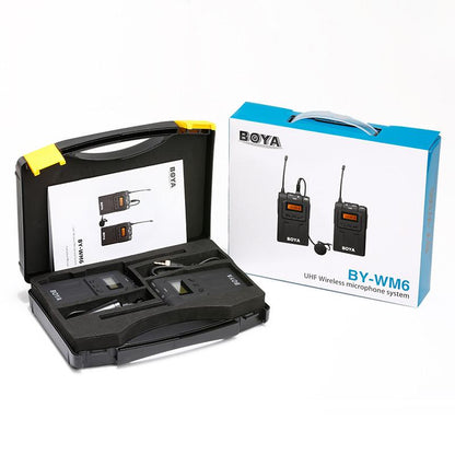 BOYA BY-WM6 UHF Professional Wireless Omnidirectional Lavalier Lapel Microphone System 48 Optional Channels for DSLR ENG EFP DV Video Camera