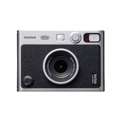 FUJIFILM Instax Mini Evo Hybrid Instant Camera Black and Brown with Mini Glossy Instant Film Sheets Direct Printing