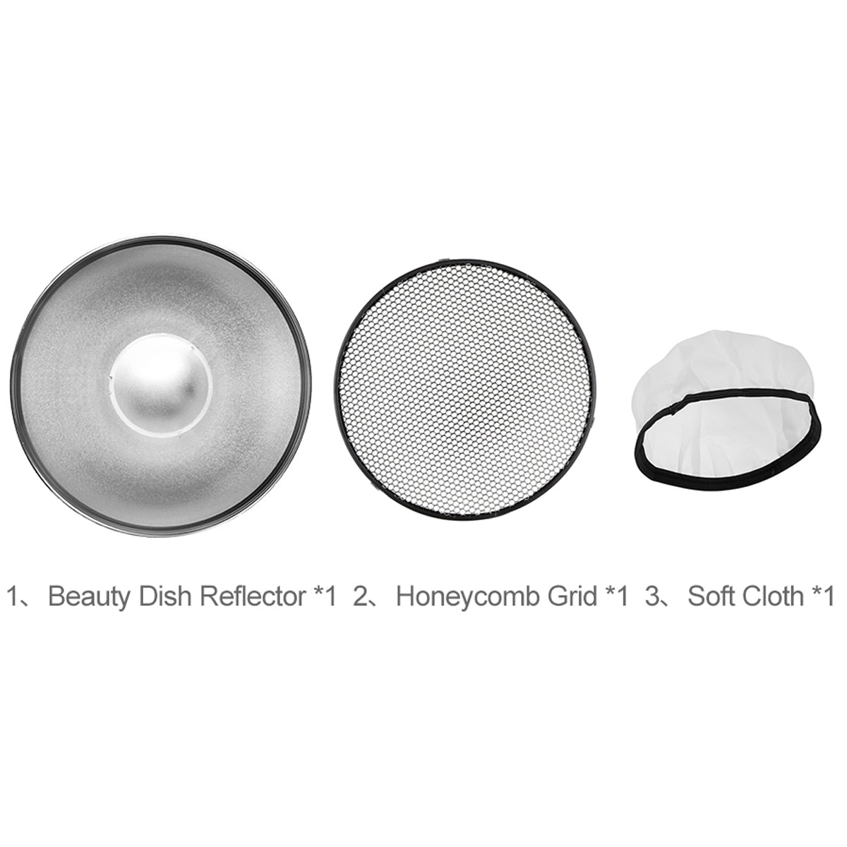 Silver Bowens Mount Beauty Dish 70cm 28" +Honeycomb Grid+Diffuser Sock for Professional Photography