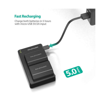 RAVPower NP-FZ100 Camera Battery Charger with 2pcs Batteries Set for Fujifilm Fuji Cameras NPFZ100