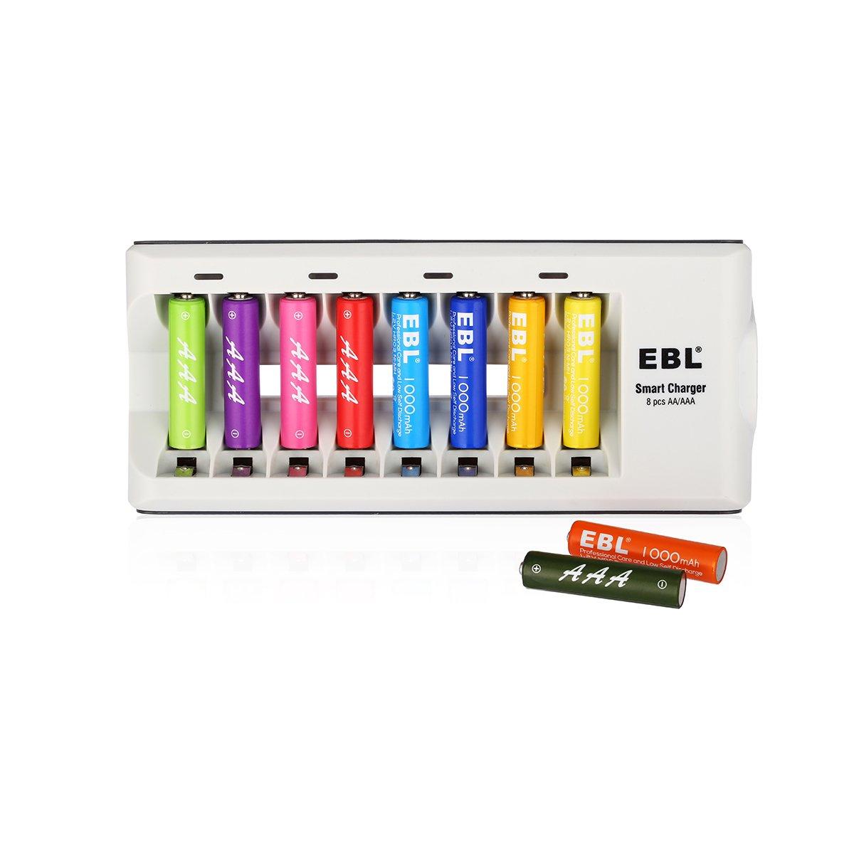 EBL Multi Color 10-Pack 1.2V AAA Size 1000mAh Rechargeable battery - Ni-MH