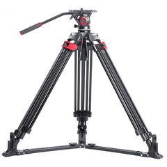 Miliboo MTT605A Professional Aluminum Video Tripod with Fluid Head and Ground Spreader Heavy Duty