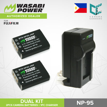 Wasabi Power NP-95 Dual Kit Battery Plug Wall Charger for Fujifilm Cameras NP95