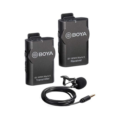 BOYA BY-WM4 Mark II Wireless Microphone System(Transmitter + Receiver) with Hard Case Compatible with DSLR Camera Camcorder Smartphone PC Tablet Sound Audio Recording Interview
