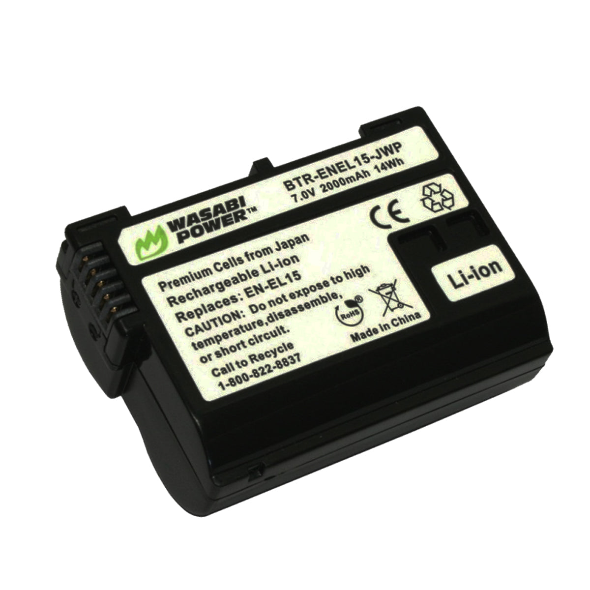 Wasabi Power EN-EL15 1pc Rechargeable Battery for Nikon Cameras ENEL15