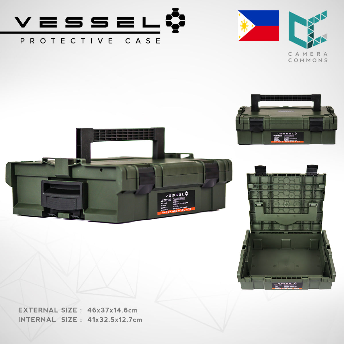 VESSEL VST4133S Small Hard Case Tool Box For Hardware Tools and Equipment VST4133 Stackable