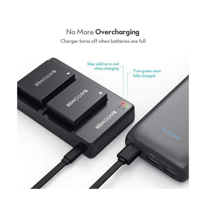 RAVPower NP-W126S Camera Battery Charger with 2pcs Batteries Set for Fujifilm Fuji Cameras NPW126S