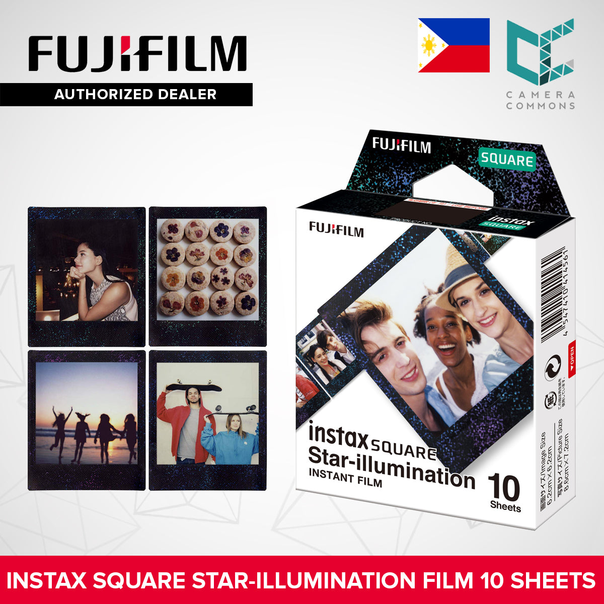 FUJIFILM Instax Square Monochrome Sunset Rainbow Instant Film Black and White BNW 10 Sheets