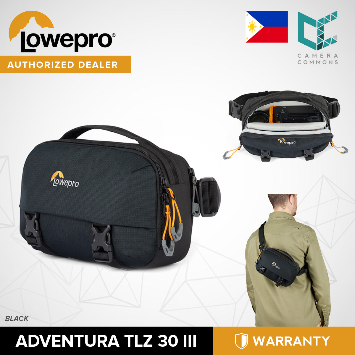 Lowepro Trekker Lite HP 100 Hip Pack Cross-Body Bag (Black) for APSC Mirrorless Camera Photography