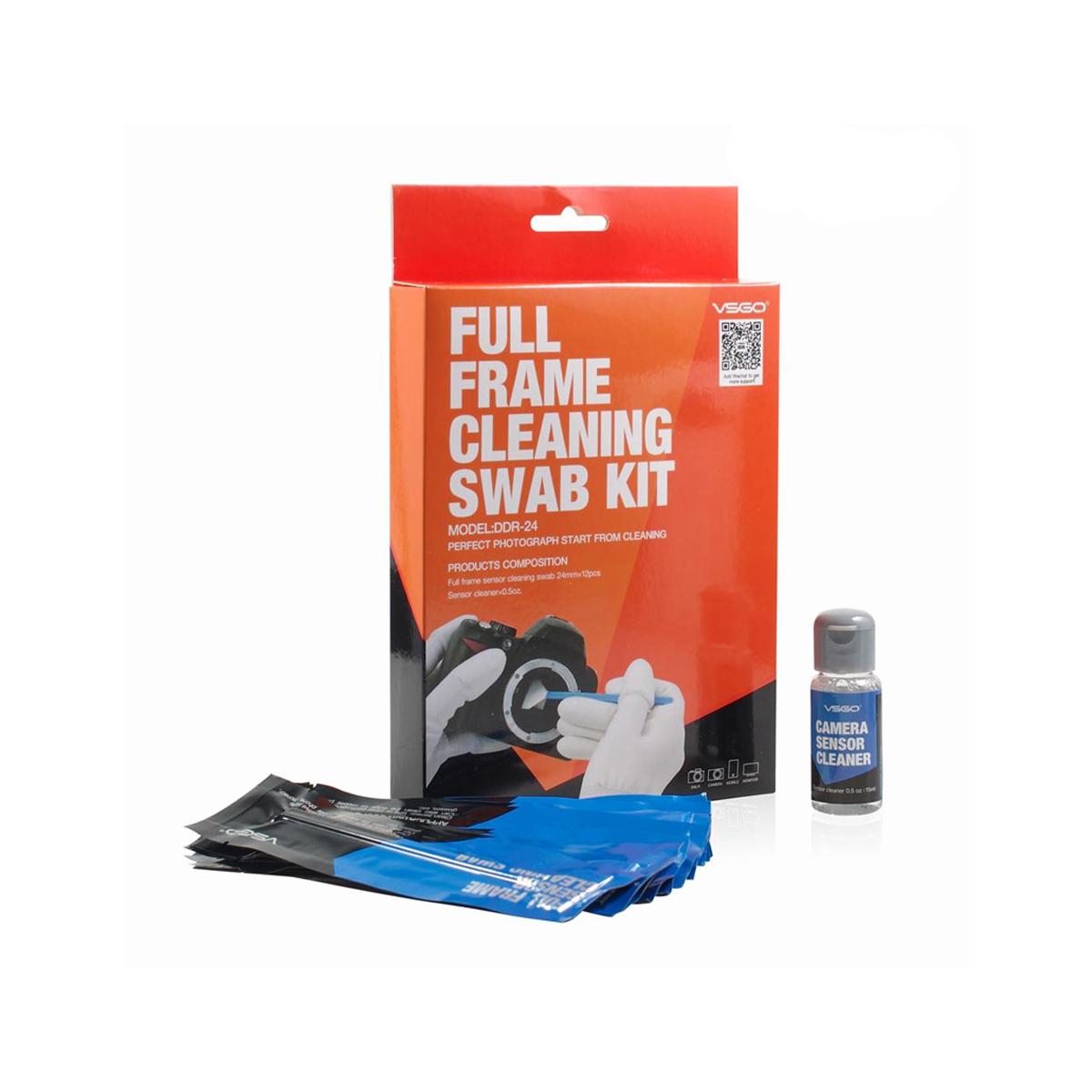 VSGO DDR-24 DSLR SLR Camera Full-Frame Sensor Cleaning Kit 12x24mm Swabs + 15ml Cleaner DDR24
