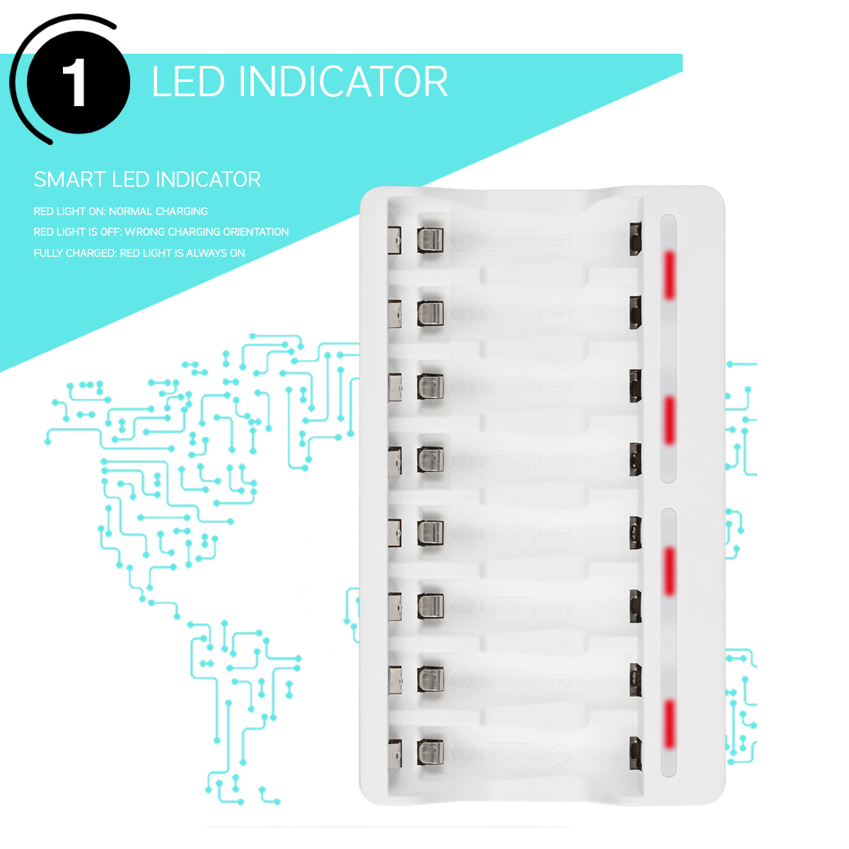 Beston C8003B 8-Bay Battery Charger for AA / AAA Rechargeable Battery BST-C8003