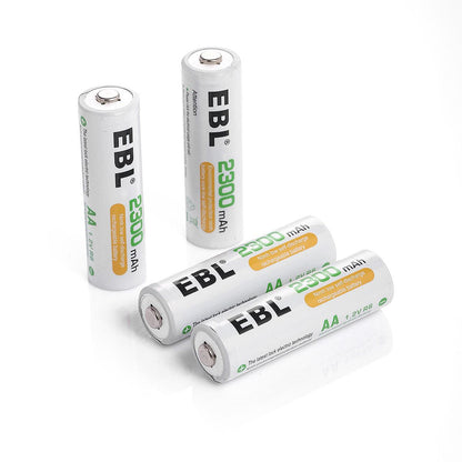 EBL 4 Pack 1.2V AA Size 2300mAh Rechargeable Battery - Ni-MH NiMH Batteries Camera Commons PH