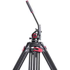 Miliboo MTT605A Professional Aluminum Video Tripod with Fluid Head and Ground Spreader Heavy Duty