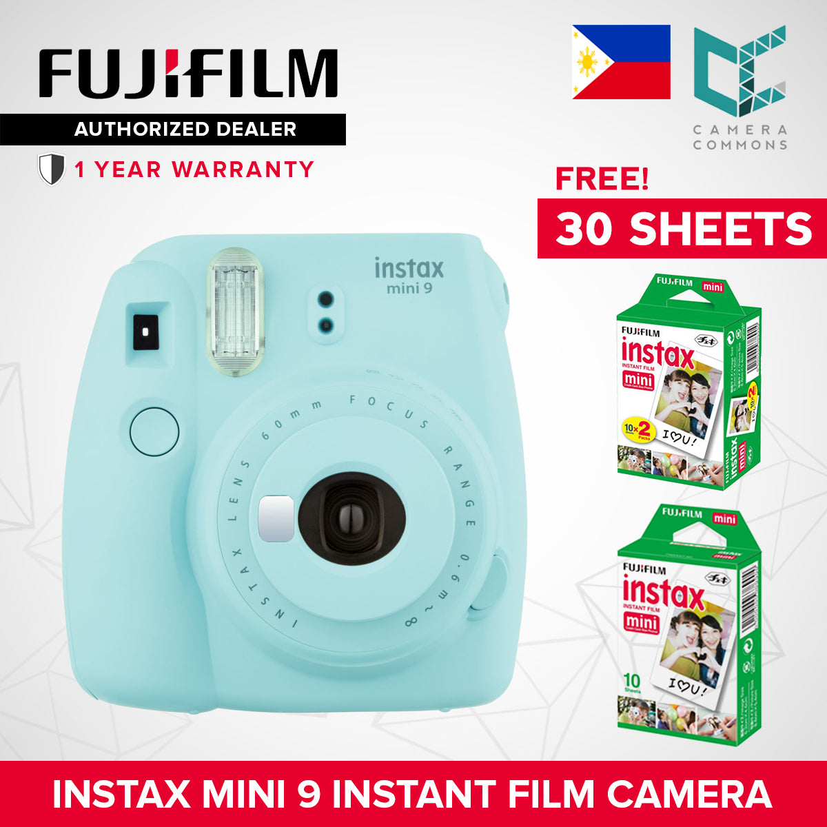 FUJIFILM Instax Mini 9 Instant Camera Package with Free 30 Film Sheets Camera Commons PH